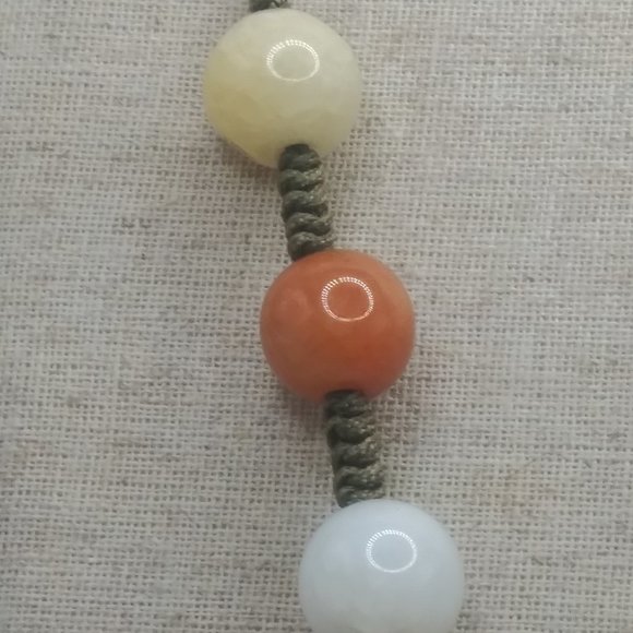 Carnelian, Jadeite, Quartz Bead Shamballa Necklace - Picture 4 of 7
